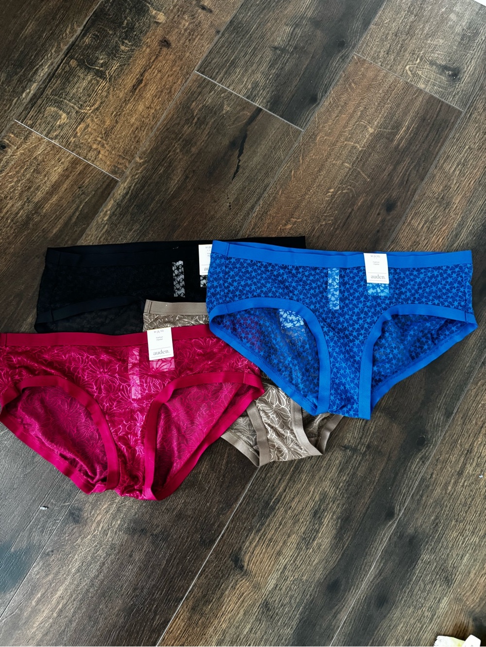 Auden Lace Bikini hipster panties - Pack of 4 (Black, Blue, Berry, Taupe)